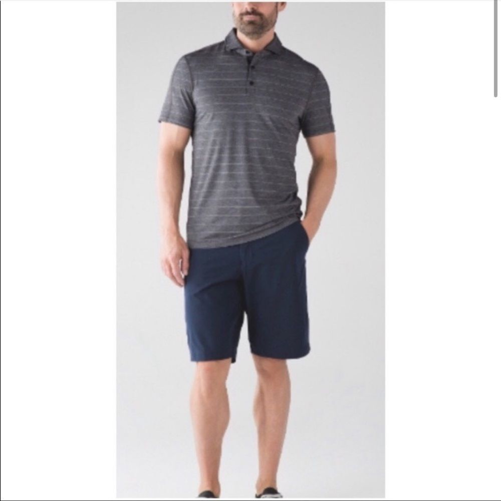 Lululemon Men’s Evolution gray heathered stripped golf polo size medium - EUC!